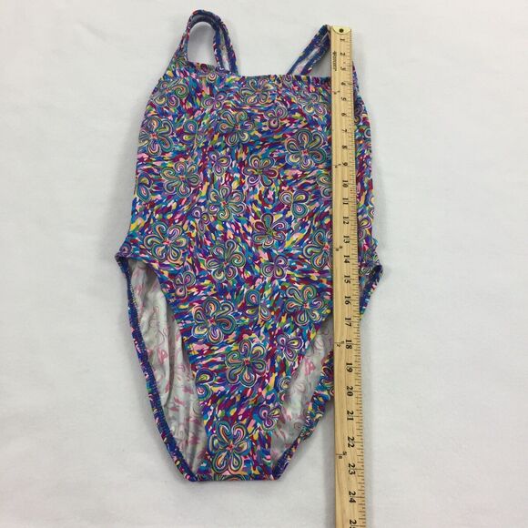 Vintage Mystic Bay Floral Print One Piece Swimsuit Size 9/10 Multicolor High Cut - Picture 4 of 9